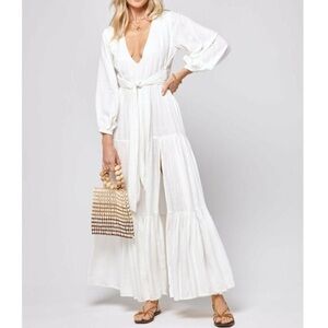 L Space Hanna white dress 100% cotton swim coverup dress medium NWT $176